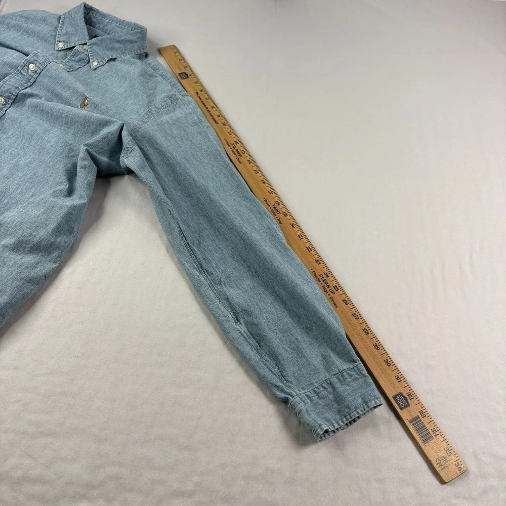 Polo Ralph Lauren Shirt Mens XL Blue Chambray Button Up Denim Style Flesh Pony
